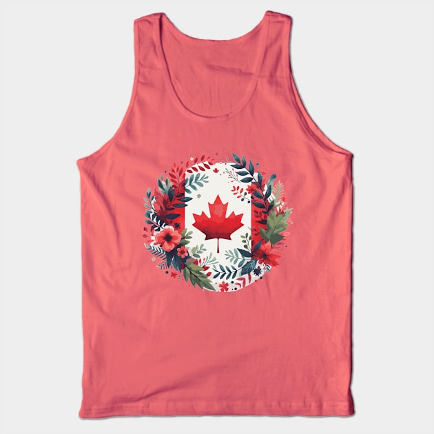 Happy Canada Day with Flowers Tank Top by Heartsake